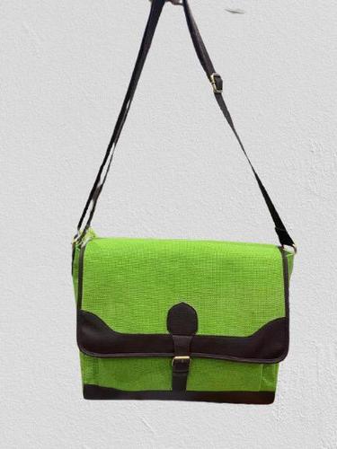 Green And Brown Ladies Jute Bag