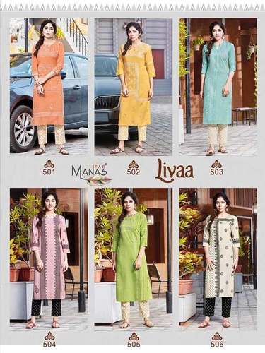 Washable Livaa Teg Viscose Linen Flax Kurtis With Pant