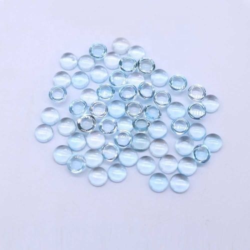 5mm Sky Blue Topaz Round Cabochon Loose Gemstones