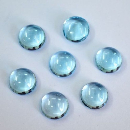7mm Sky Blue Topaz Round Cabochon Loose Gemstones