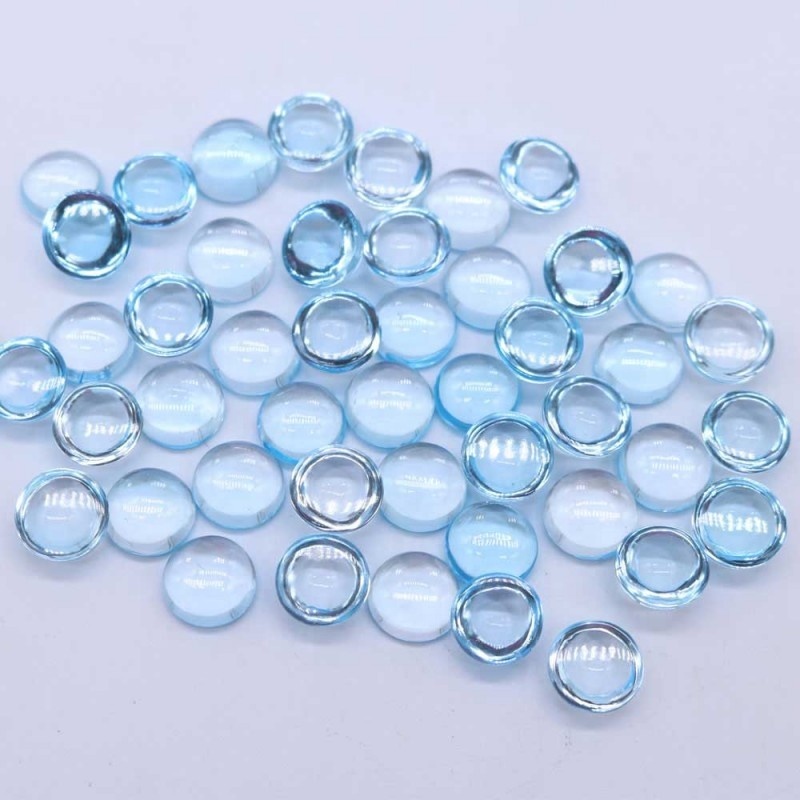 7mm Sky Blue Topaz Round Cabochon Loose Gemstones