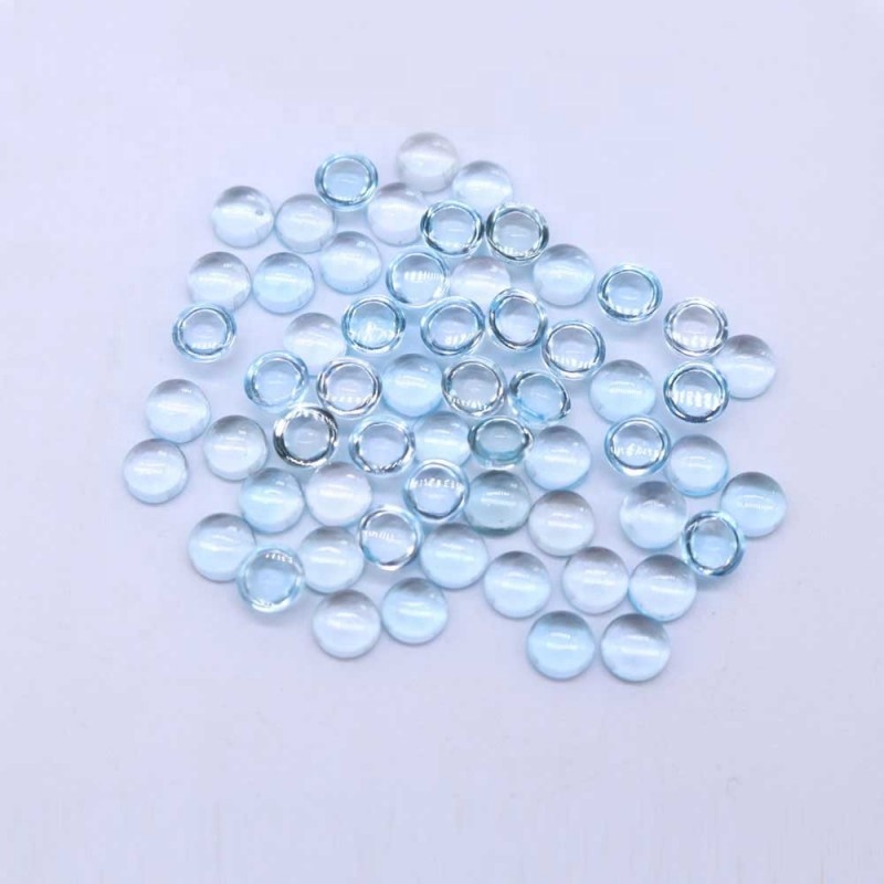 8mm Sky Blue Topaz Round Cabochon Loose Gemstones