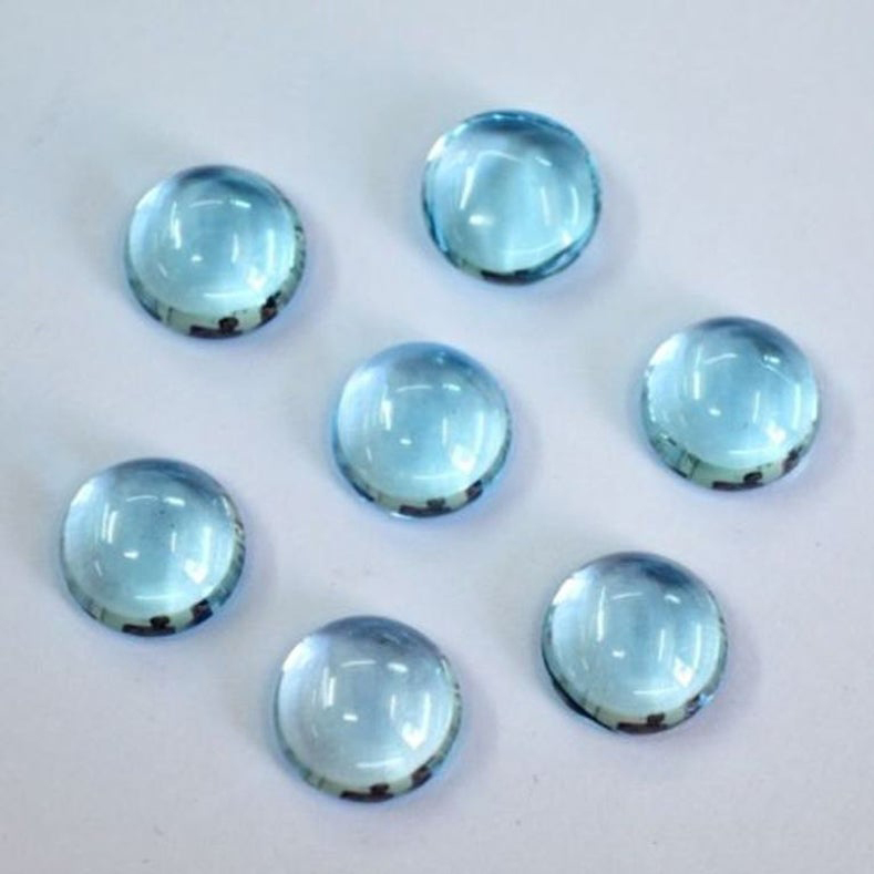 8mm Sky Blue Topaz Round Cabochon Loose Gemstones