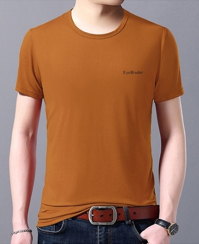 Men Round Neck Half Sleeve Orange T Shirt
