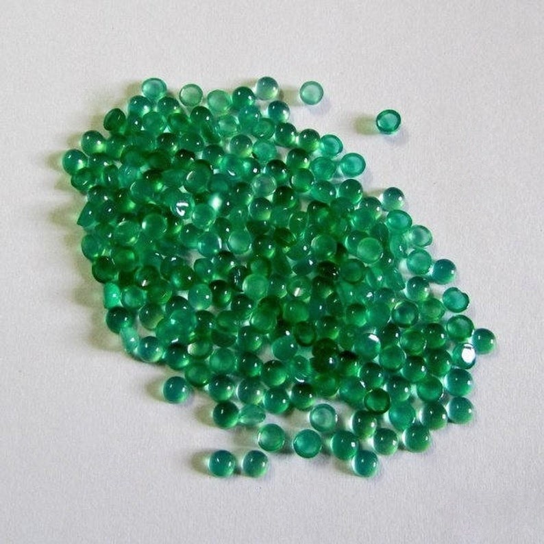 3mm Green Onyx Round Cabochon Loose Gemstones