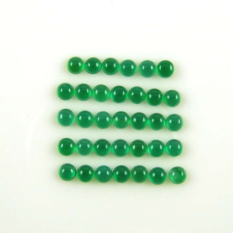 4mm Green Onyx Round Cabochon Loose Gemstones