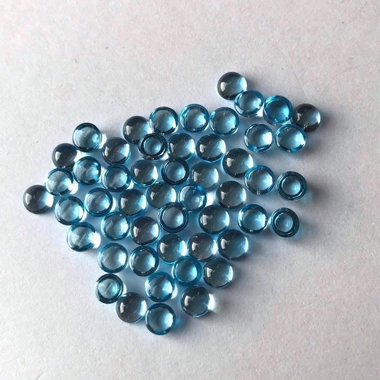 3mm Swiss Blue Topaz Round Cabochon Loose Gemstones
