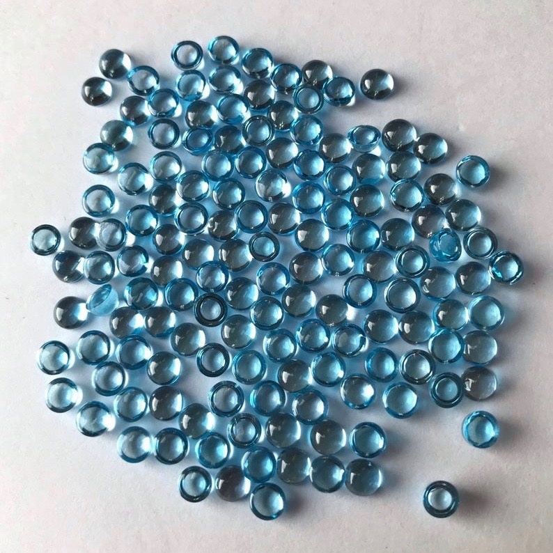 5mm Swiss Blue Topaz Round Cabochon Loose Gemstones