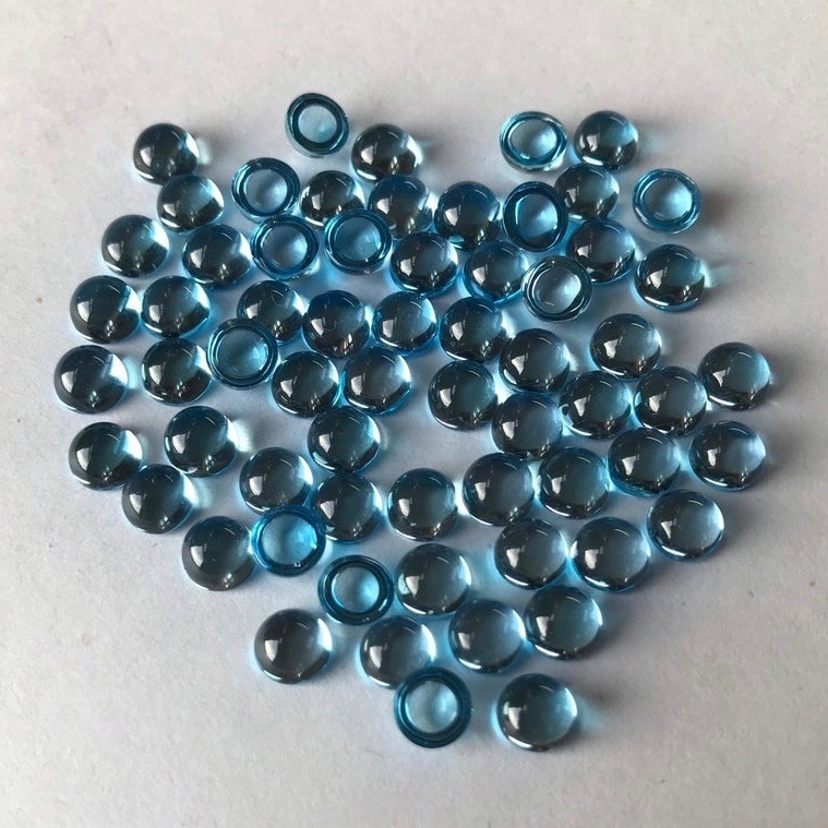 6mm Swiss Blue Topaz Round Cabochon Loose Gemstones