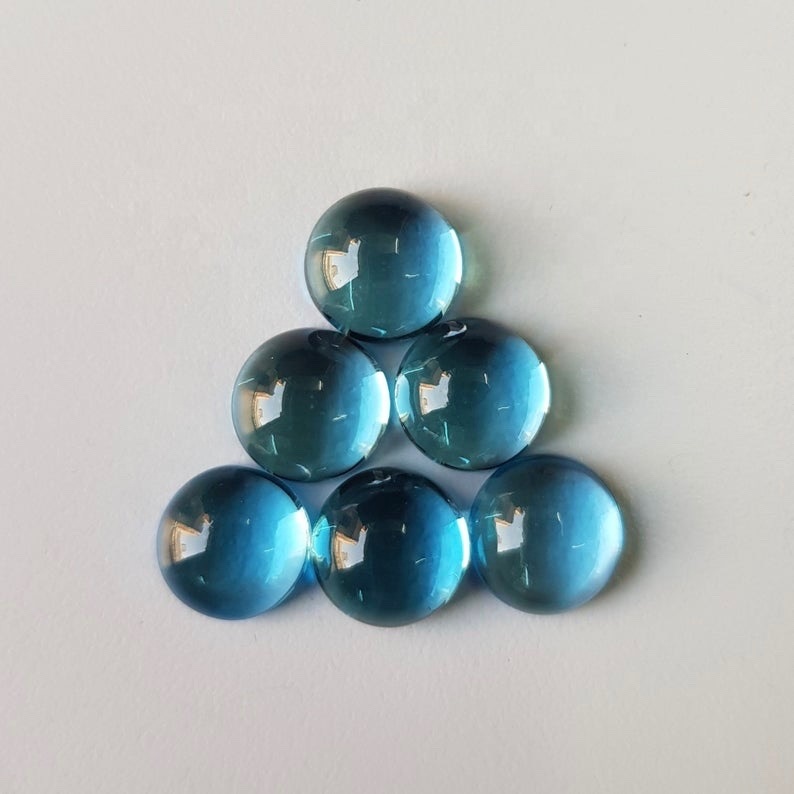 7mm Swiss Blue Topaz Round Cabochon Loose Gemstones