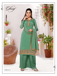 Glossy Noor Pure Viscose Chinon Embroidery Work Designer Suit Catalog