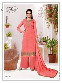 Glossy Noor Pure Viscose Chinon Embroidery Work Designer Suit Catalog