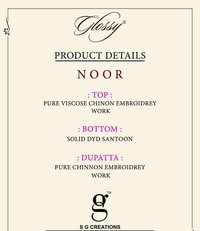 Glossy Noor Pure Viscose Chinon Embroidery Work Designer Suit Catalog
