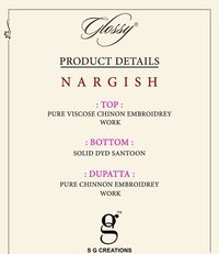 Glossy Nargish Pure Viscose Chinon Embroidery Work Designer Suit Catalog