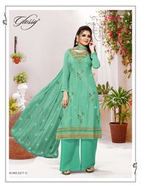 Glossy Nargish Pure Viscose Chinon Embroidery Work Designer Suit Catalog