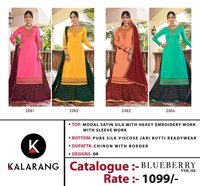 Kalarang Blueberry Vol 4 Modal Satin Silk With Embroidery Work Designer Suit Catalog