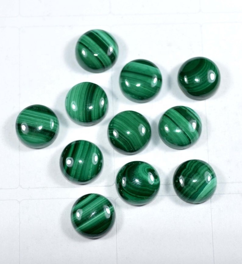 8mm Malachite Round Cabochon Loose Gemstones