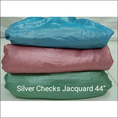Silver Checks Jacquard Fabrics