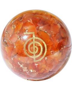 Red Carnelian Chips Orgone Sphere By SAMAD AGATE