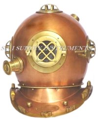 Us Navy Divers Helmet Mark IV Copper and Brass Antique Finish