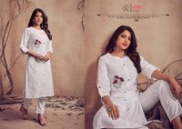 Dry Cleaning Meetu Jents Kalakand Cotton Staff With Embroidery Work Kurtis