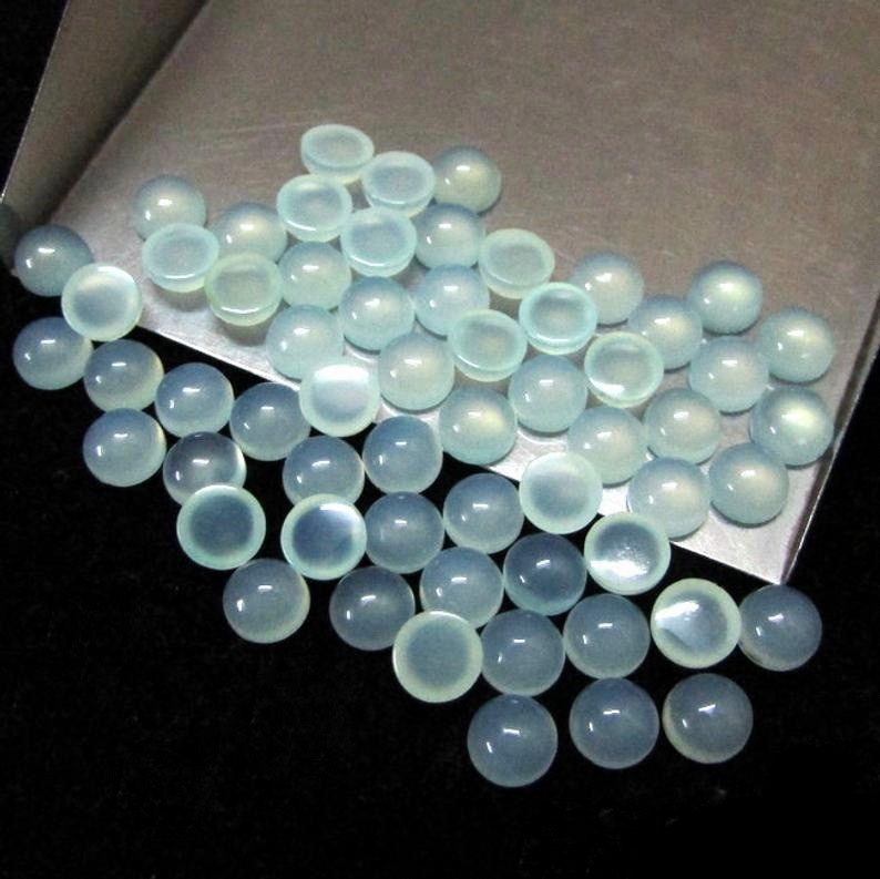 6mm Aqua Chalcedony Round Cabochon Loose Gemstones