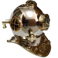 US Navy Chrome Diving Helmet with Brass Fitting Nautical Decorative Dives Helmet Mark V