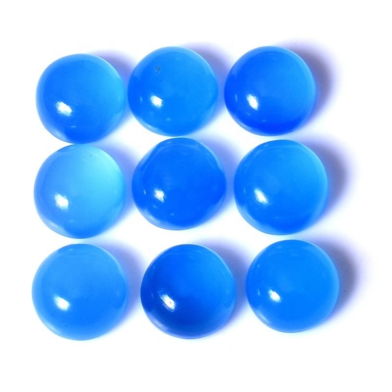 8mm Blue Chalcedony Round Cabochon Loose Gemstones
