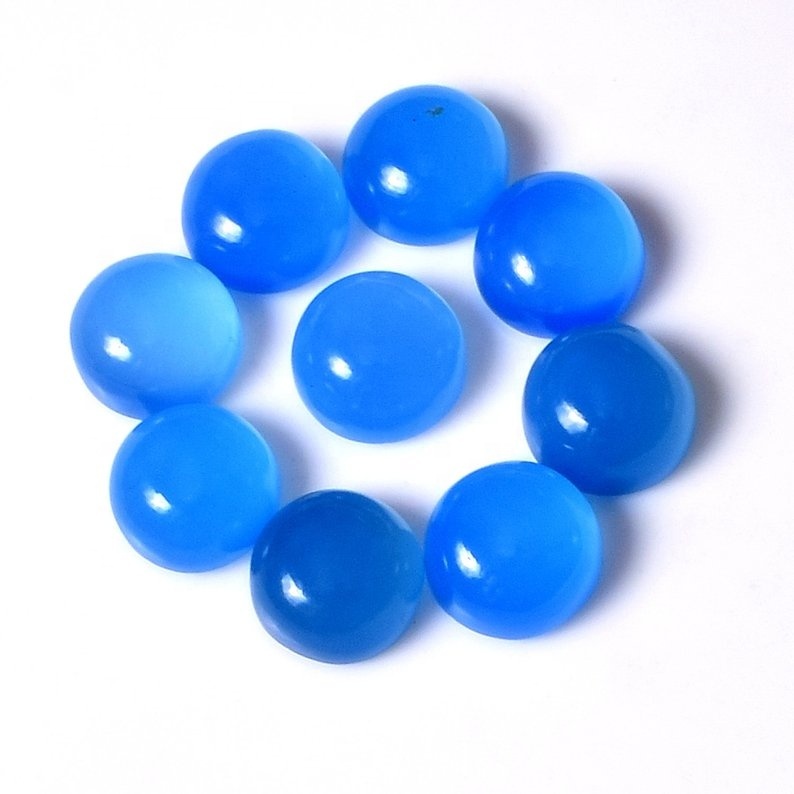 11mm Blue Chalcedony Round Cabochon Loose Gemstones