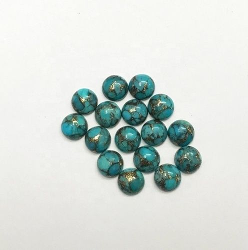 8mm Blue Copper Turquoise Round Cabochon Loose Gemstones