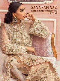 Shree Fabs Sana Safinaz Embroidered Vol 3 Net With Work Pakistani Suit Catalog