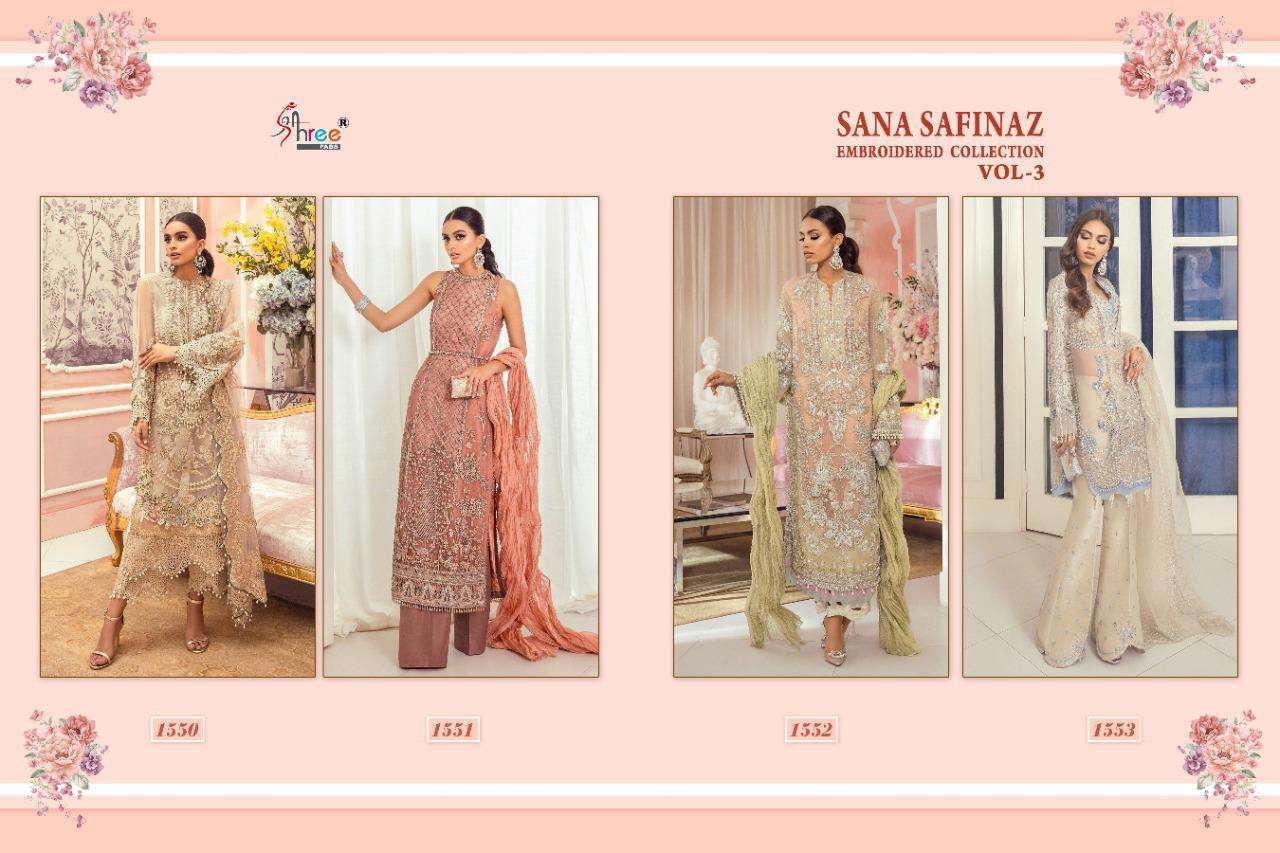 Shree Fabs Sana Safinaz Embroidered Vol 3 Net With Work Pakistani Suit Catalog