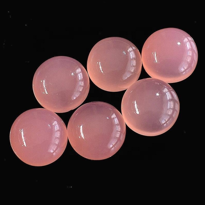 10mm Pink Chalcedony Round Cabochon Loose Gemstones