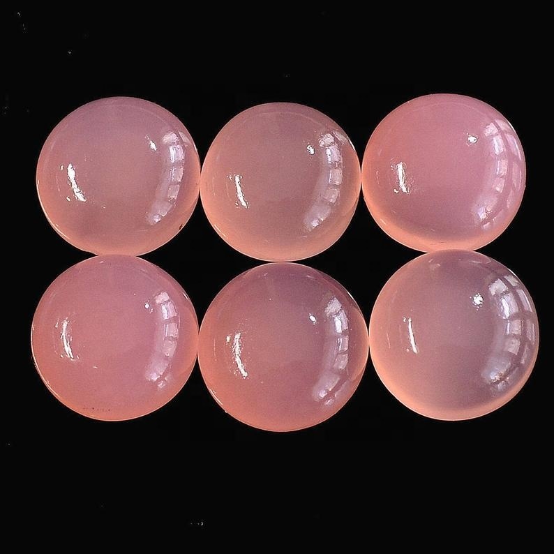 11mm Pink Chalcedony Round Cabochon Loose Gemstones