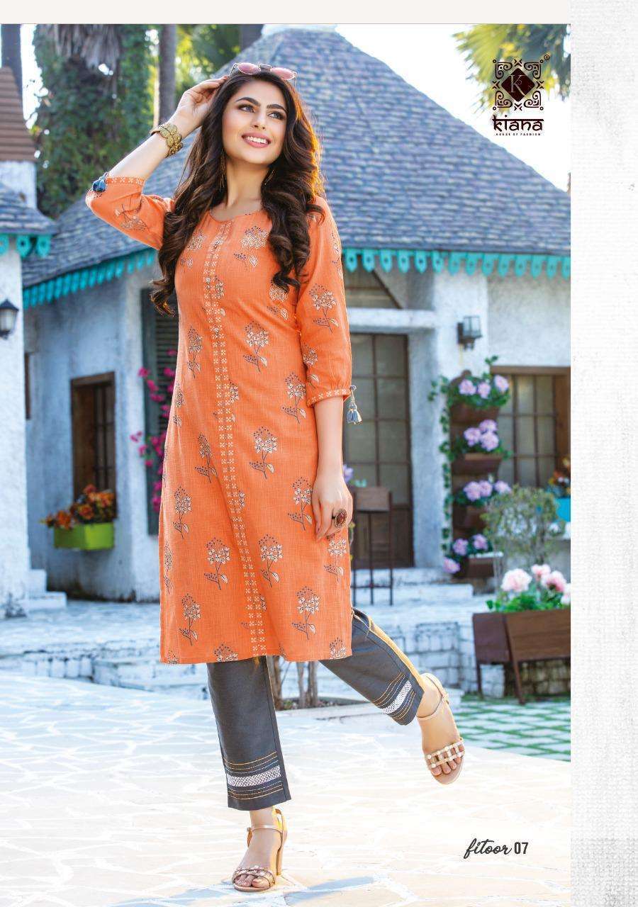 Kiana Fitoor Rayon Or Cotton Print With Hand Work Kurti With Bottom Catalog