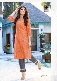 Kiana Fitoor Rayon Or Cotton Print With Hand Work Kurti With Bottom Catalog