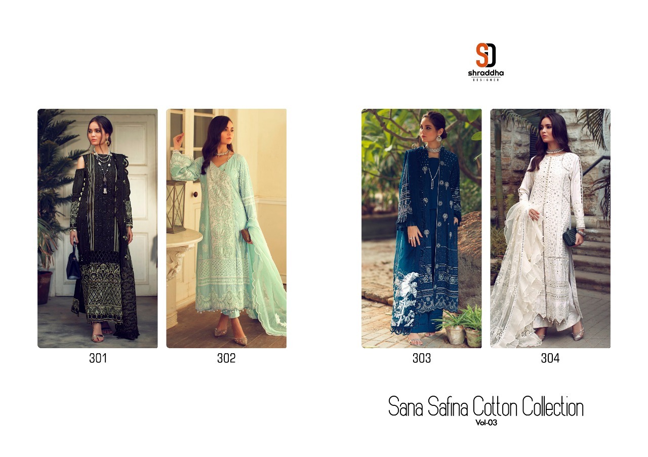 Shraddha Designer Sana Safinaz Vol 3 Cambric Cotton With Work Pakistani Suit Catalog