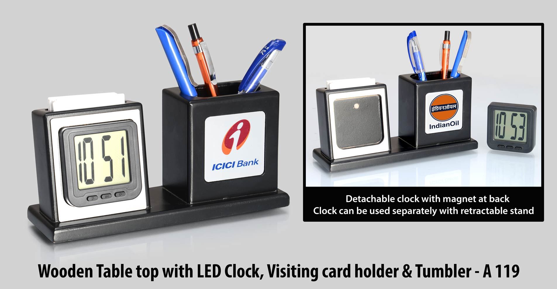 Table Clock With Pen Holder