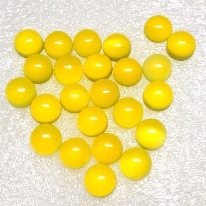 9mm Yellow Chalcedony Round Cabochon Loose Gemstones