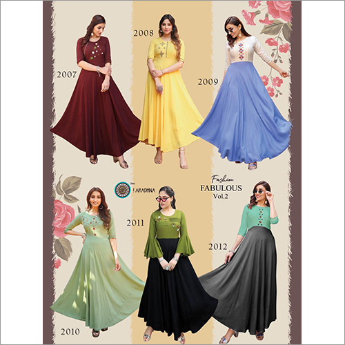 Rayon Embroidery Long Kurtis