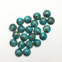 10mm Blue Copper Turquoise Round Cabochon Loose Gemstones