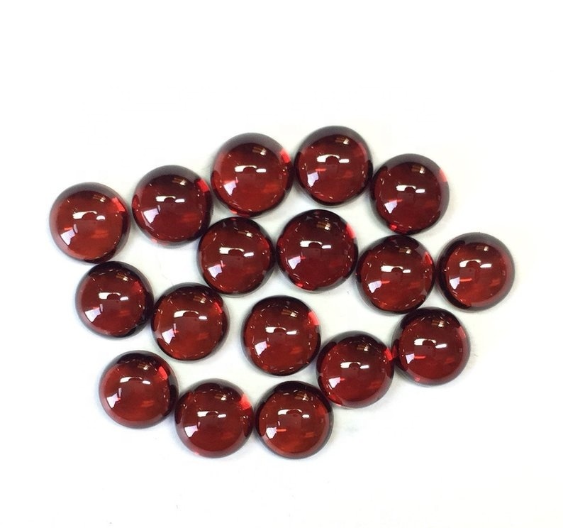 7mm Mozambique Red Garnet Round Cabochon Loose Gemstones