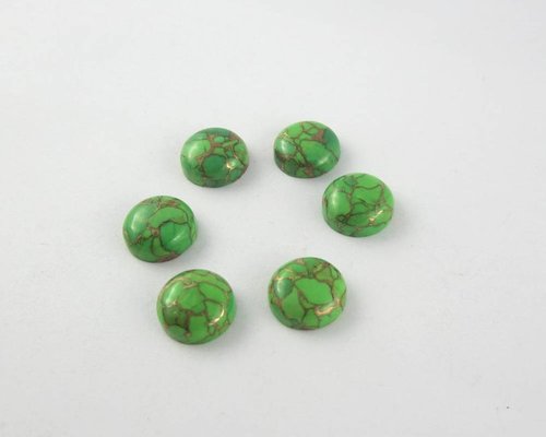 7mm Green Copper Turquoise Round Cabochon Loose Gemstones
