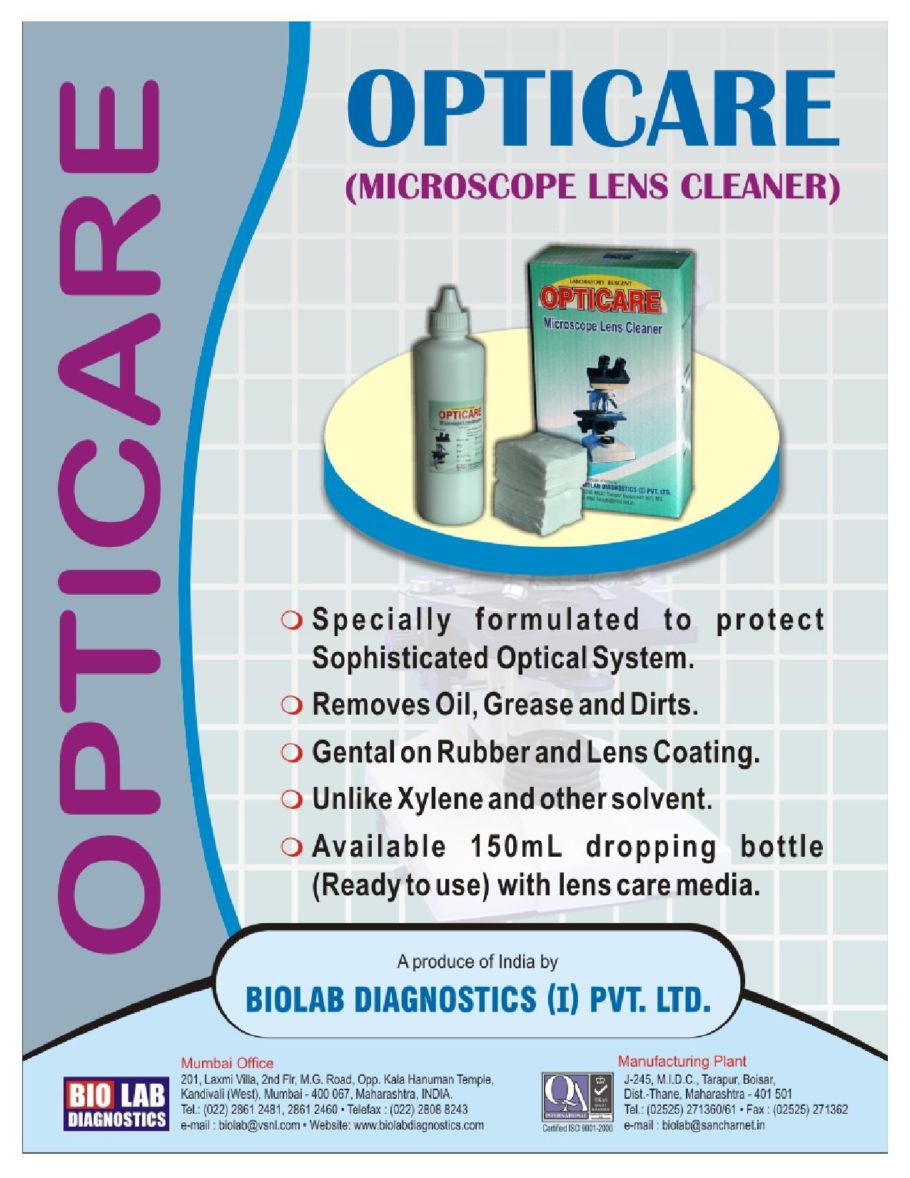 OPTICARE - MICROSCOPE LENS CLEANER