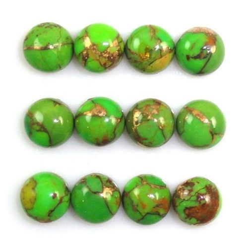 11mm Green Copper Turquoise Round Cabochon Loose Gemstones