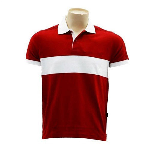 Promotional Collar T-Shirt - Cotton, Customized Size, Red Color, Half Sleeve Style | Classic Collar, Washable, Waterproof, Suitable for All Seasons