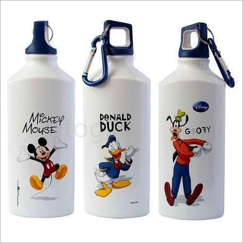 White Metal Sipper Bottle - Stainless Steel 500 ml White | Round Shape Printed Pattern Microwavable Freshness Preservation Crown Cap Sealing