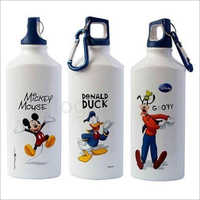 White Metal Sipper Bottle - Stainless Steel, 500 Ml, White | Round Shape, Printed Pattern, Microwavable, Freshness Preservation, Crown Cap Sealing