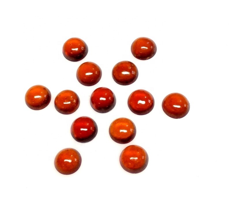 2.5mm Hessonite Garnet Round Cabochon Loose Gemstones