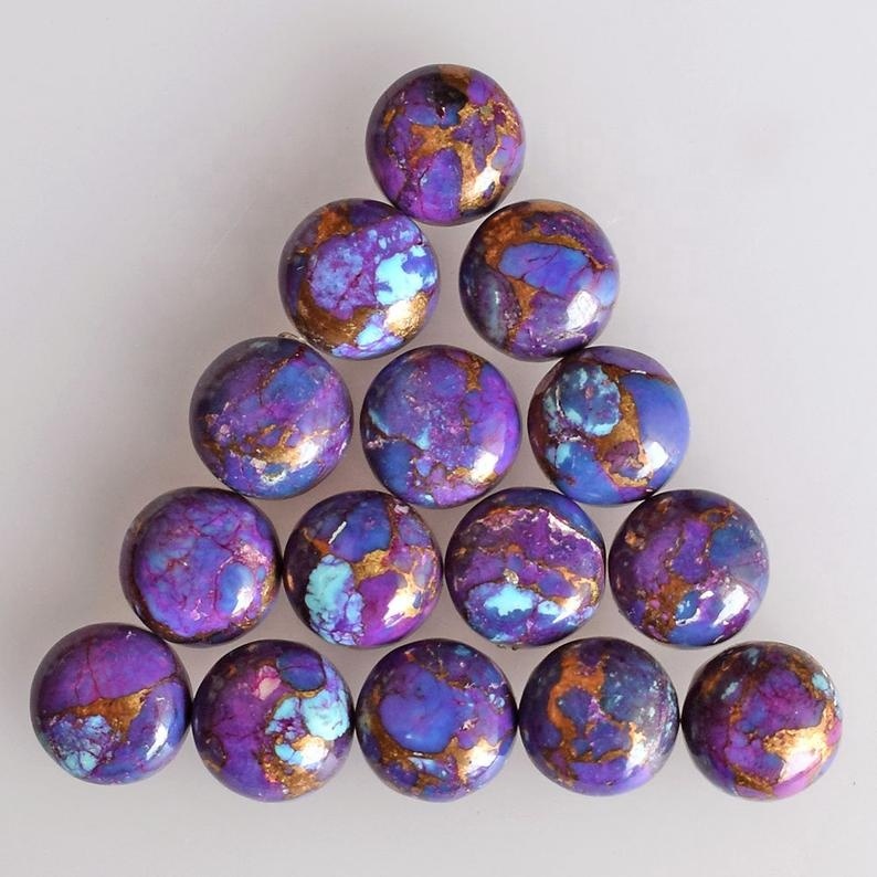 6mm Purple Copper Turquoise Round Cabochon Loose Gemstones